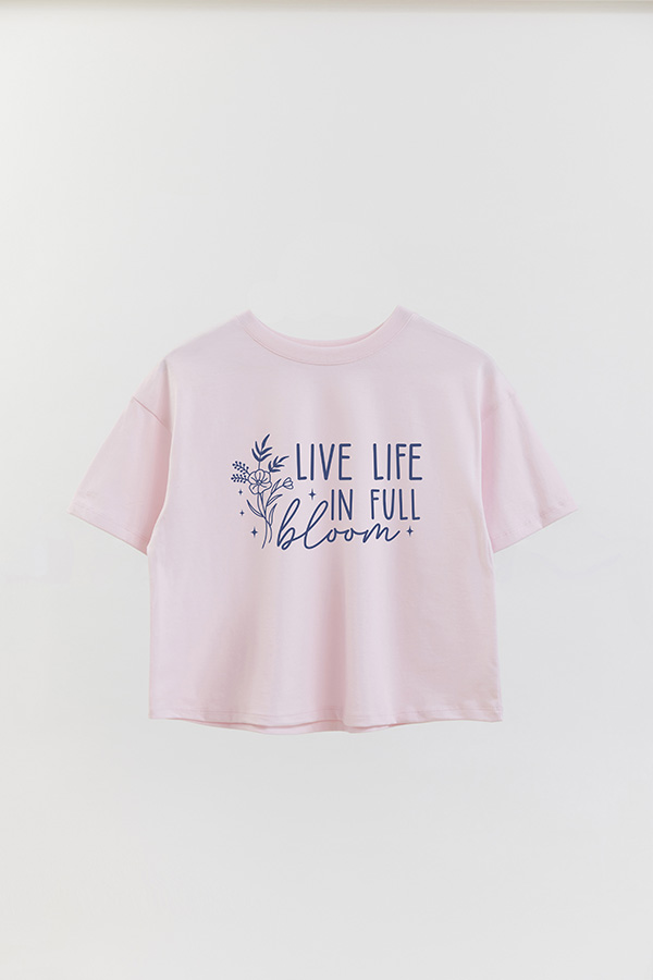 REMERA CROP ESTAMPADA BL LIVE LIFE