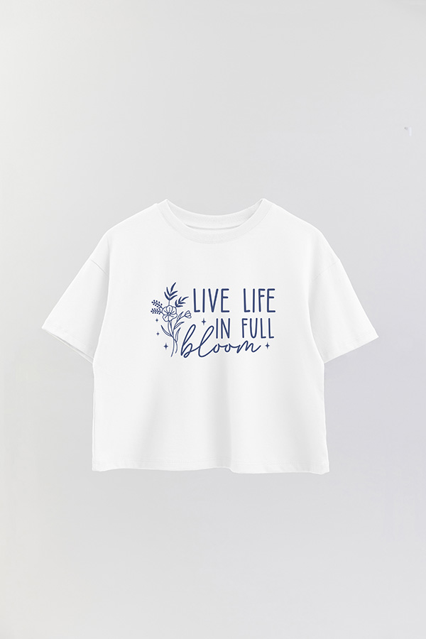 REMERA CROP ESTAMPADA BL LIVE LIFE