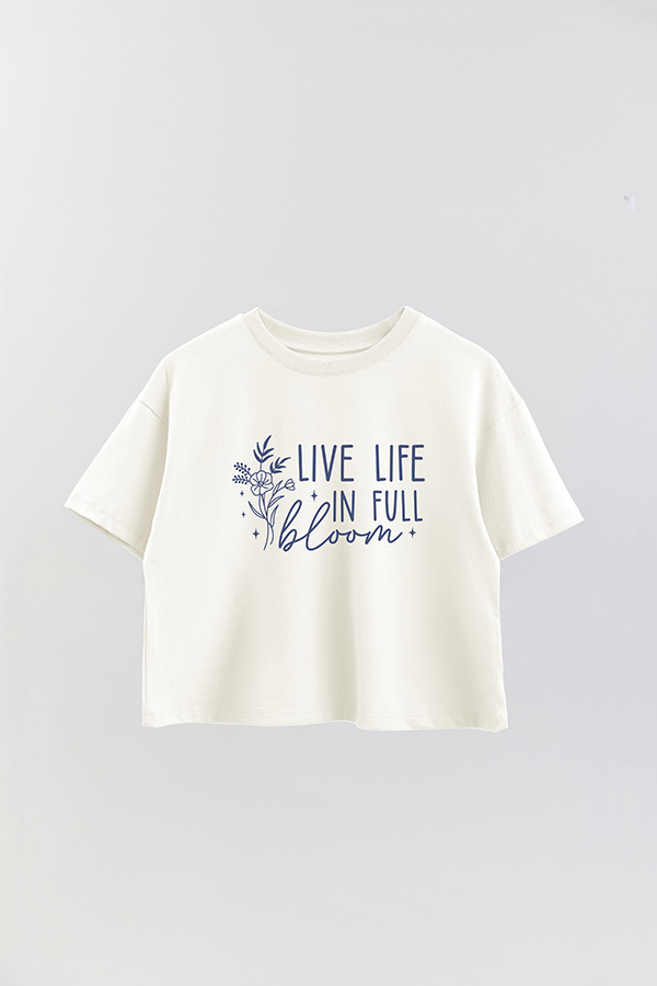 REMERA CROP ESTAMPADA BL LIVE LIFE