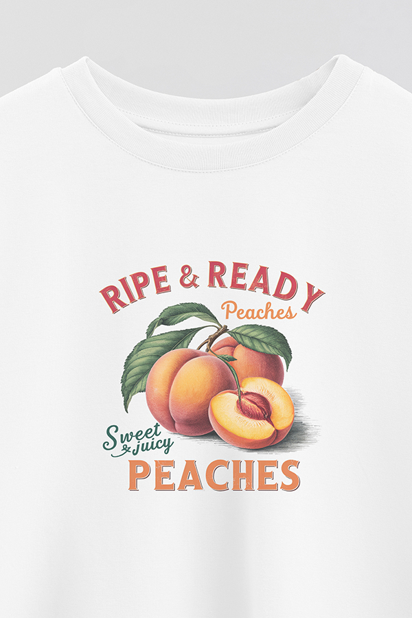 REMERA CROP ESTAMPADA HARVEST RIPE READY PEACHES
