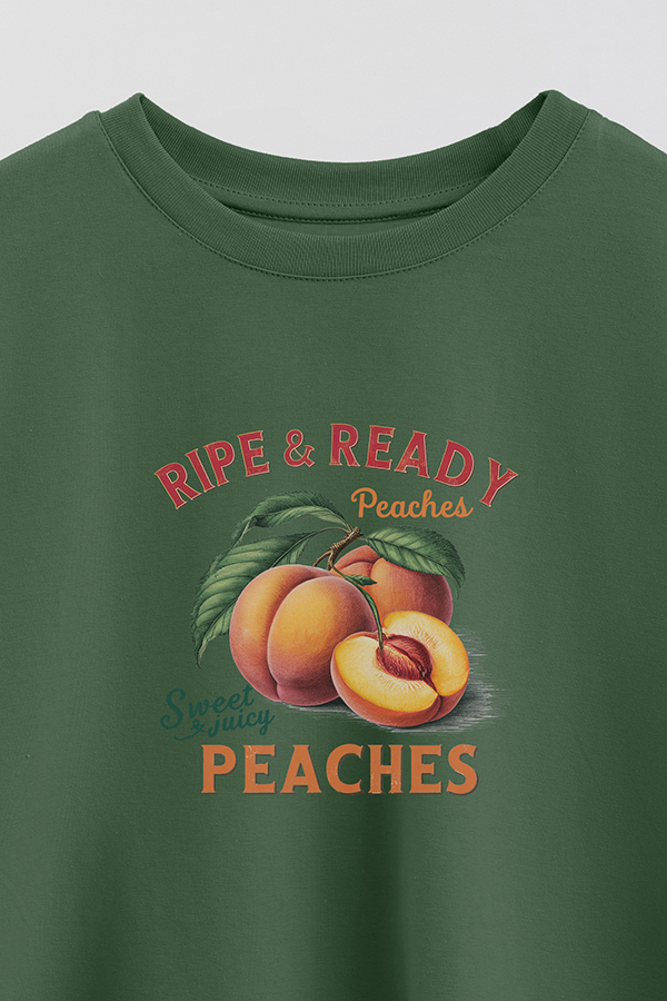 REMERA CROP ESTAMPADA HARVEST RIPE READY PEACHES