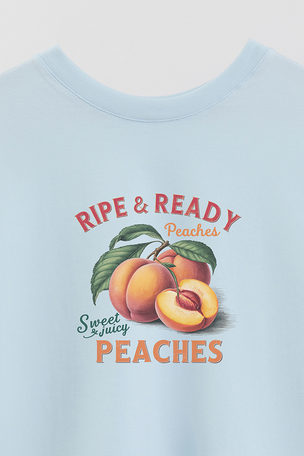 REMERA CROP ESTAMPADA HARVEST RIPE READY PEACHES