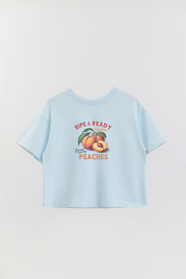 REMERA CROP ESTAMPADA HARVEST RIPE READY PEACHES