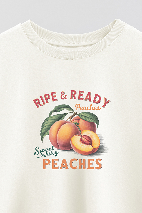 REMERA CROP ESTAMPADA HARVEST RIPE READY PEACHES