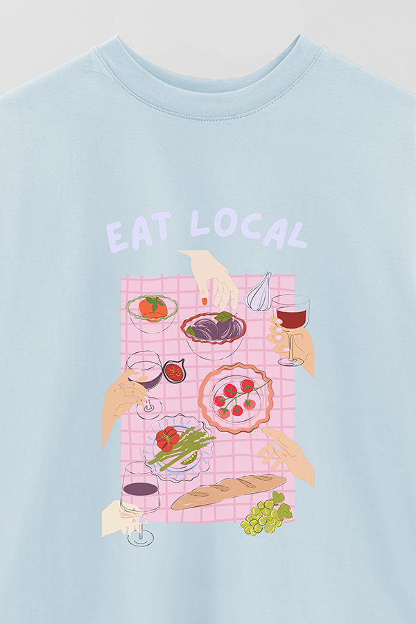 REMERA OVER ESTAMPADA EAT LOCAL