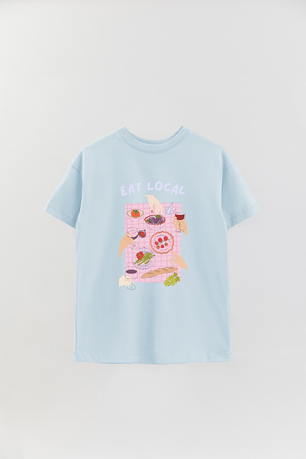 REMERA OVER ESTAMPADA EAT LOCAL