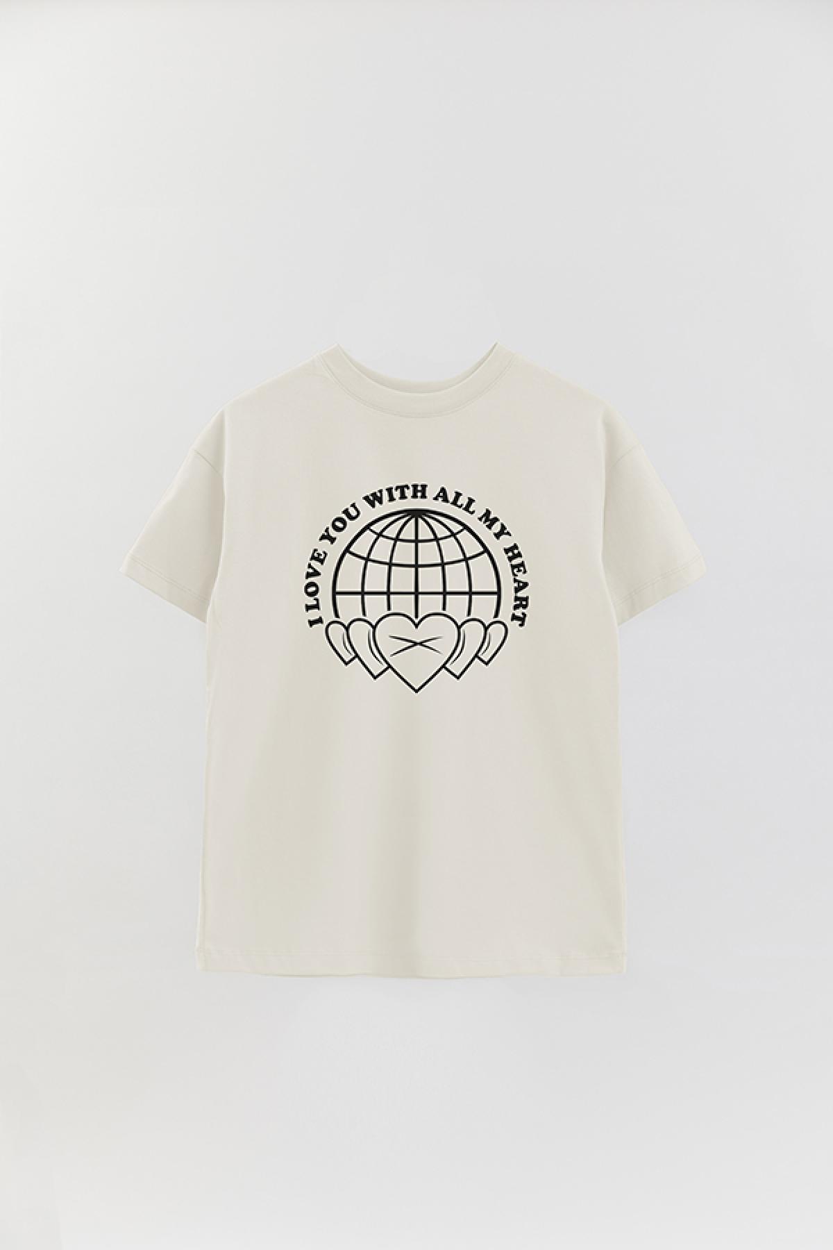 REMERA OVER ESTAMPADA GR I LOVE YOU WITH ALL MY HEART