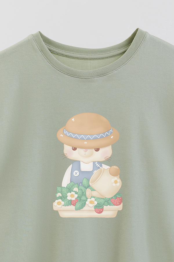 REMERA GIRL OVER HARVEST CAT WATER