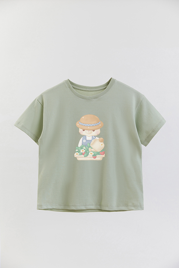 REMERA GIRL OVER HARVEST CAT WATER