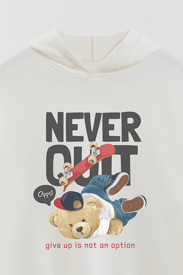 HOODIE RUSTICO BOY TEDDY NEVER QUIT