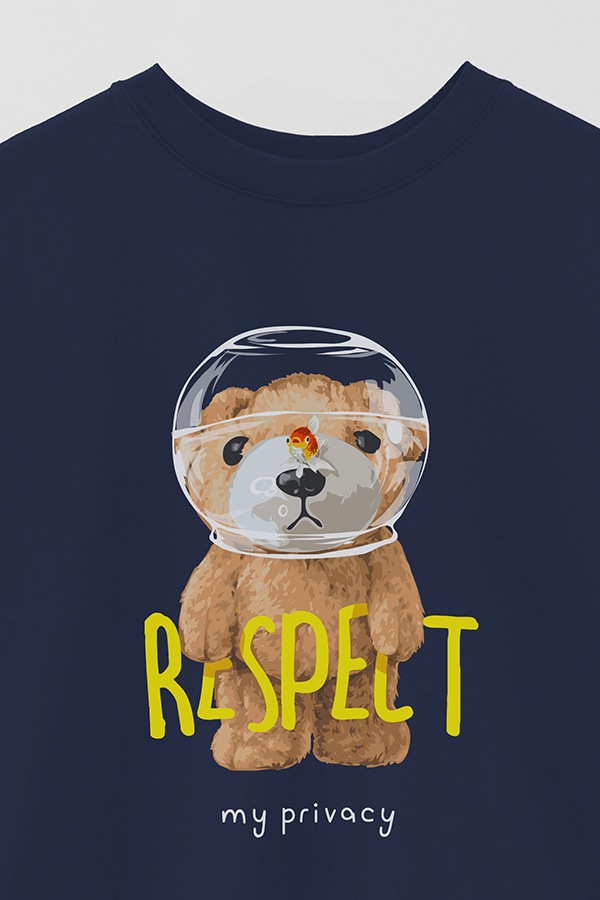 REMERA OVER ESTAMPADA UNISEX TEDDY RESPECT MY PRIVACY
