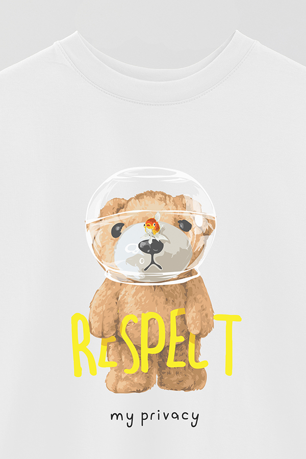 REMERA OVER ESTAMPADA UNISEX TEDDY RESPECT MY PRIVACY