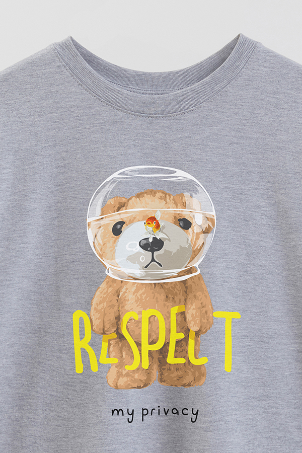 REMERA OVER ESTAMPADA UNISEX TEDDY RESPECT MY PRIVACY
