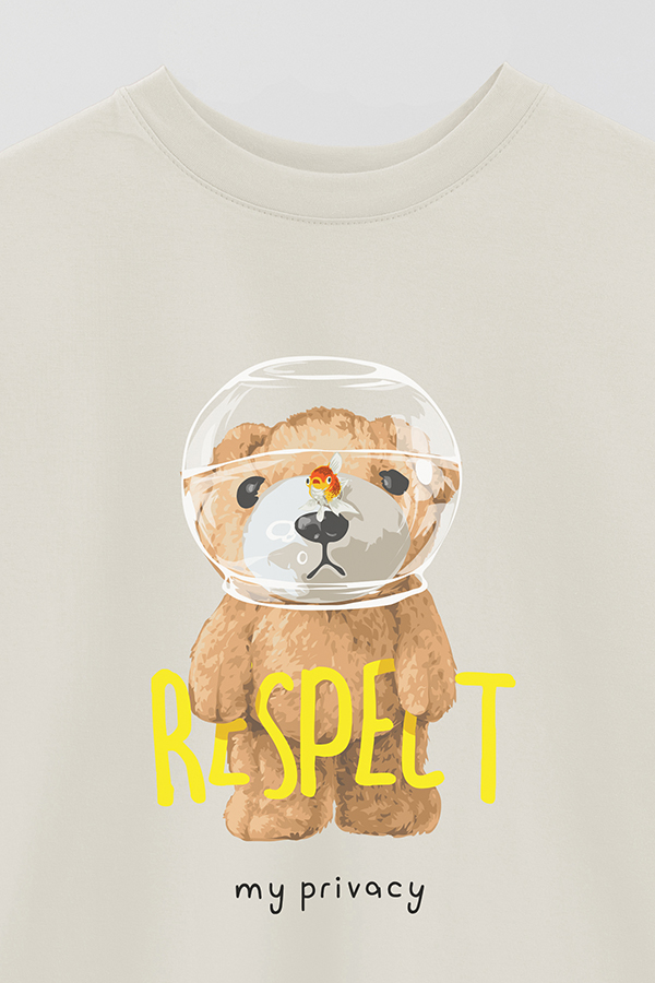 REMERA OVER ESTAMPADA UNISEX TEDDY RESPECT MY PRIVACY