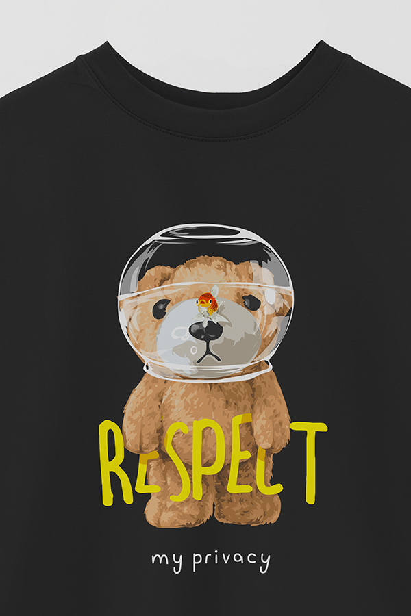REMERA OVER ESTAMPADA UNISEX TEDDY RESPECT MY PRIVACY