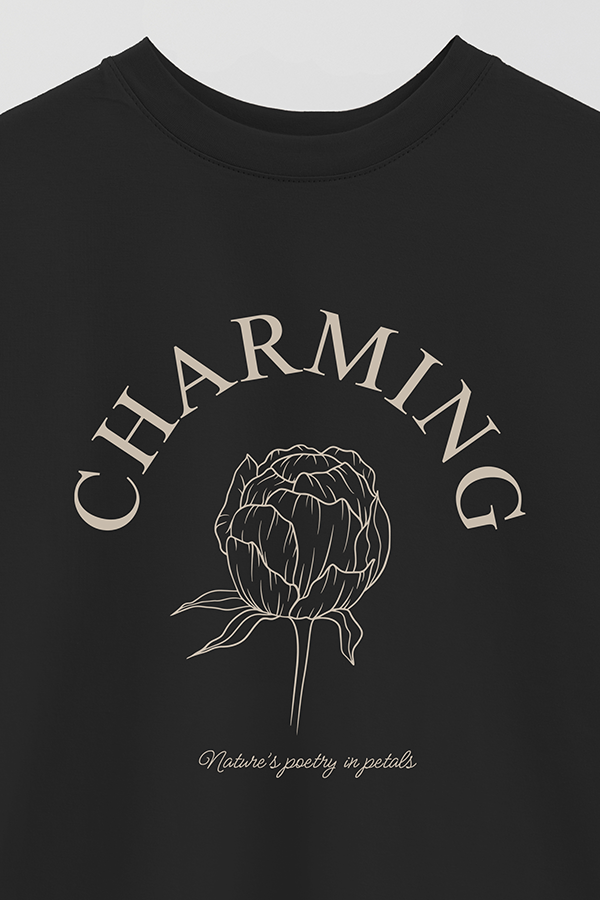 REMERA OVER ESTAMPADA PEONIES CHARMING