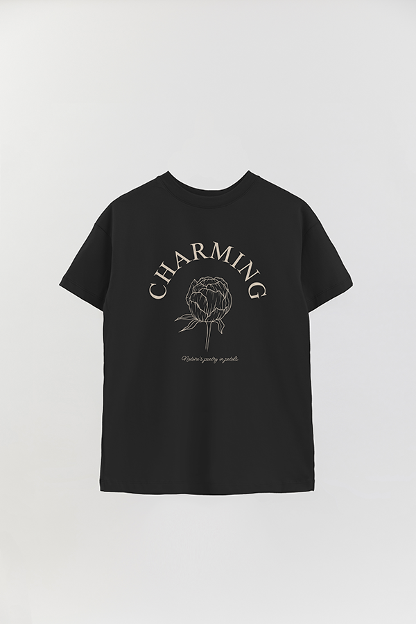 REMERA OVER ESTAMPADA PEONIES CHARMING