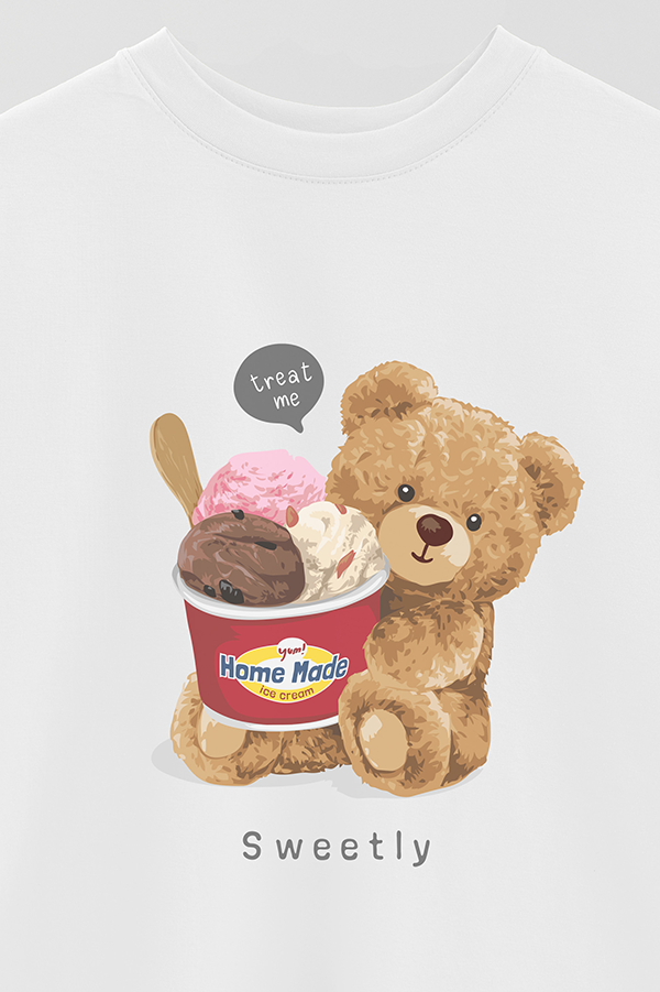 REMERA OVER ESTAMPADA UNISEX TEDDY ICE CREAM