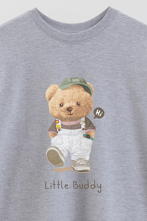 REMERA OVER ESTAMPADA UNISEX TEDDY LITTLE BUDDY