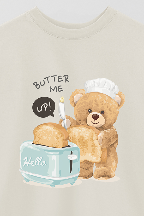 REMERA OVER ESTAMPADA UNISEX TEDDY BUTTER ME