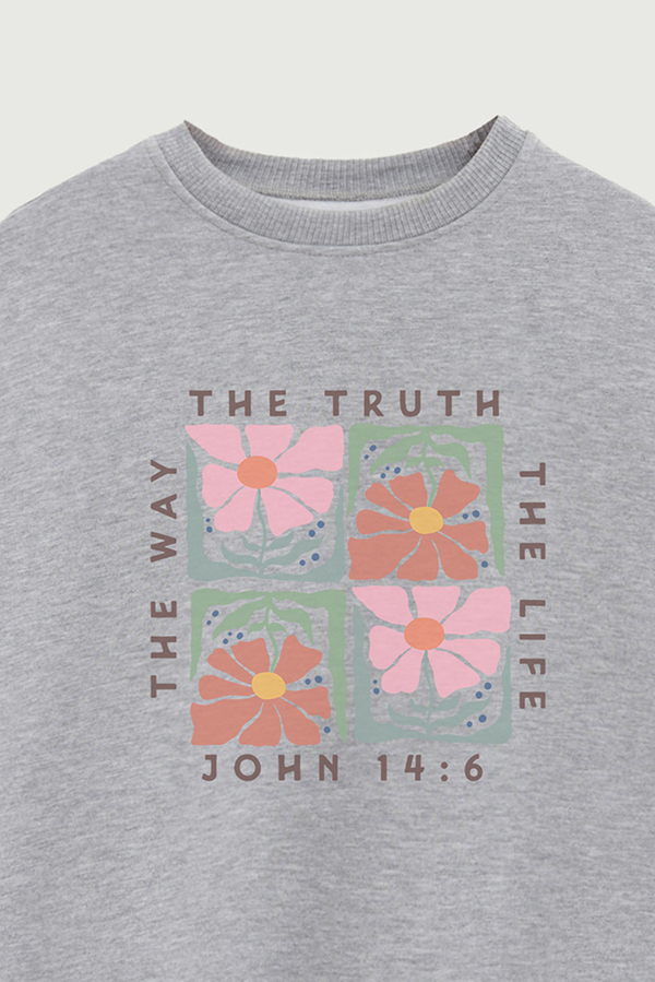CREWNECK FRISA CHRISTIAN BOHO FLOWERS THE WAY