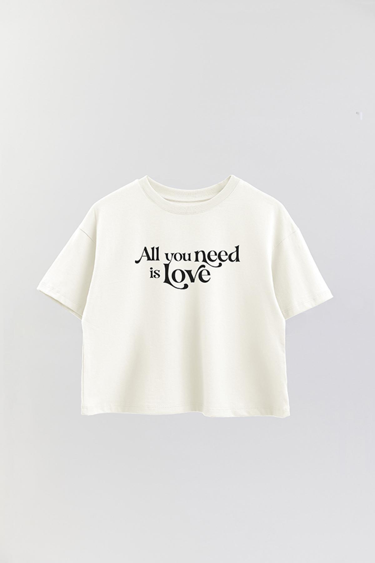 REMERA CROP ESTAMPADA LV6 ALL YOU NEED IS LOVE