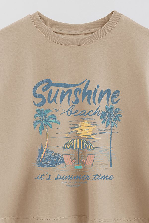 REMERA CROP ESTAMPADA SUNSHINE BEACH