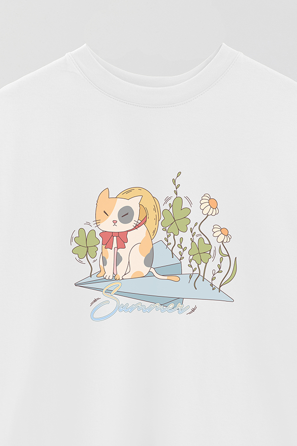 REMERA OVER ESTAMPADA CAT SUMMER