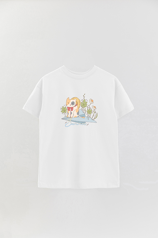 REMERA OVER ESTAMPADA CAT SUMMER