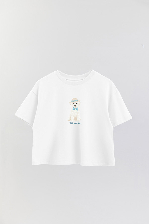 REMERA CROP ESTAMPADA COASTAL TAILS AND BOWS