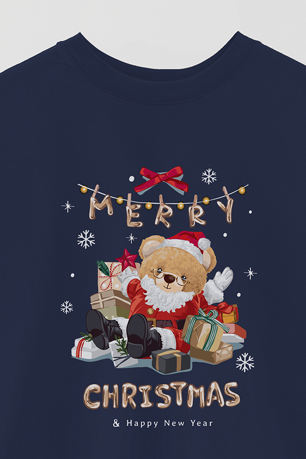REMERA OVER ESTAMPADA UNISEX TEDDY SANTA CLAUS