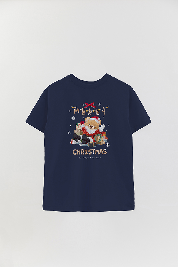 REMERA OVER ESTAMPADA UNISEX TEDDY SANTA CLAUS