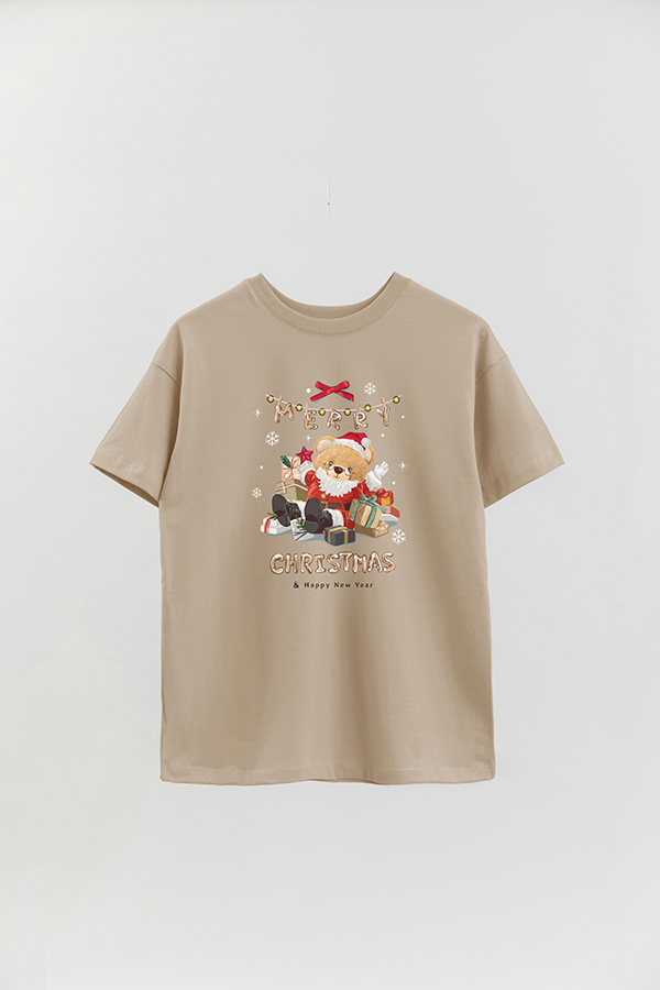 REMERA OVER ESTAMPADA UNISEX TEDDY SANTA CLAUS