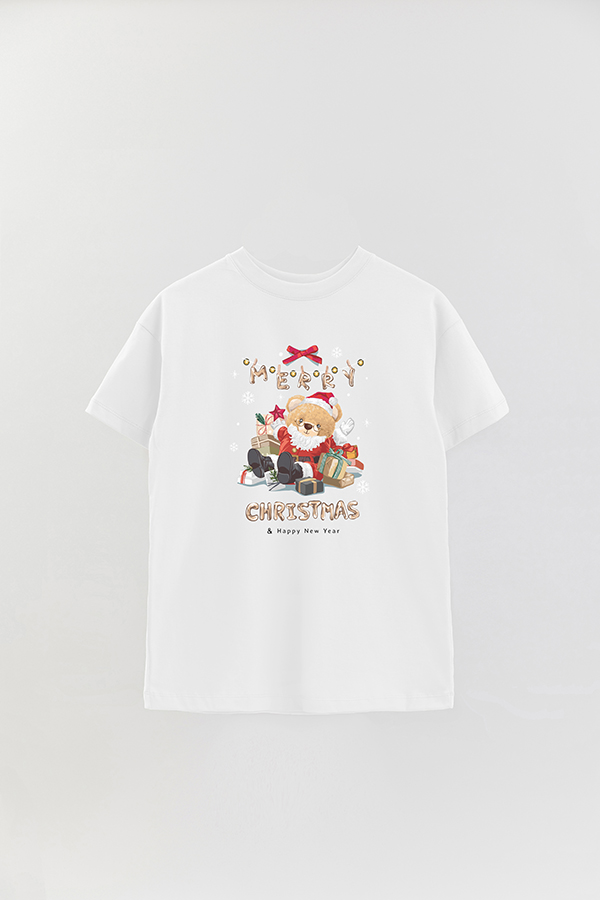 REMERA OVER ESTAMPADA UNISEX TEDDY SANTA CLAUS