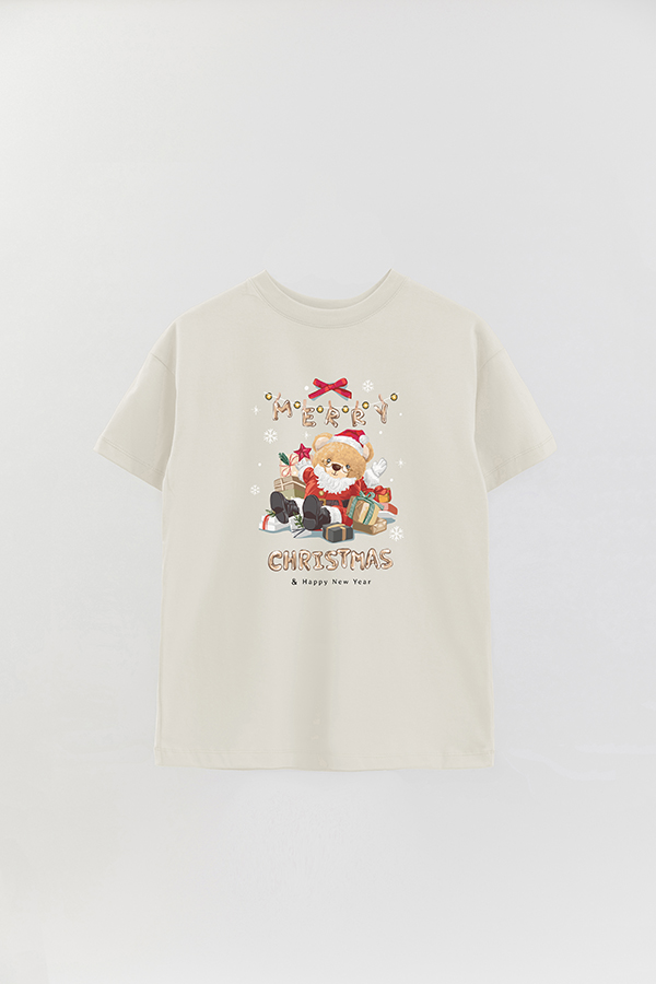 REMERA OVER ESTAMPADA UNISEX TEDDY SANTA CLAUS