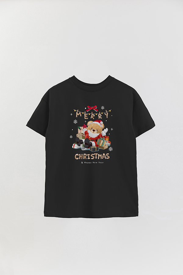 REMERA OVER ESTAMPADA UNISEX TEDDY SANTA CLAUS