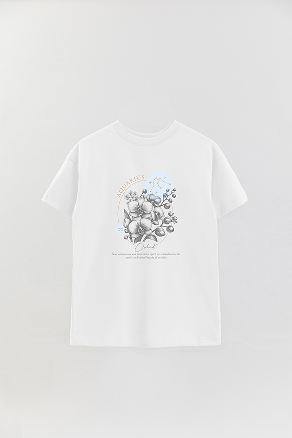 REMERA OVER ESTAMPADA ZODIAC AQUARIUS