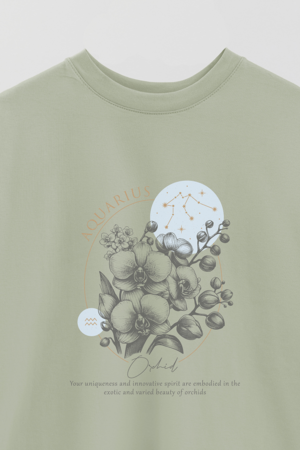 REMERA OVER ESTAMPADA ZODIAC AQUARIUS