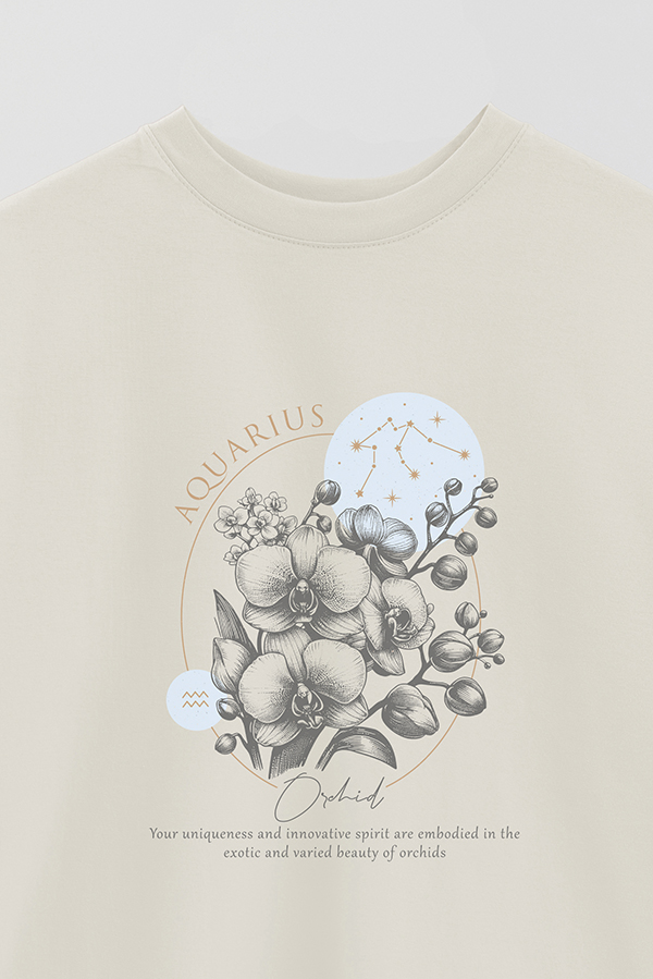 REMERA OVER ESTAMPADA ZODIAC AQUARIUS