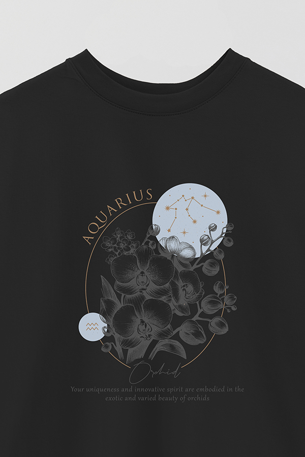 REMERA OVER ESTAMPADA ZODIAC AQUARIUS
