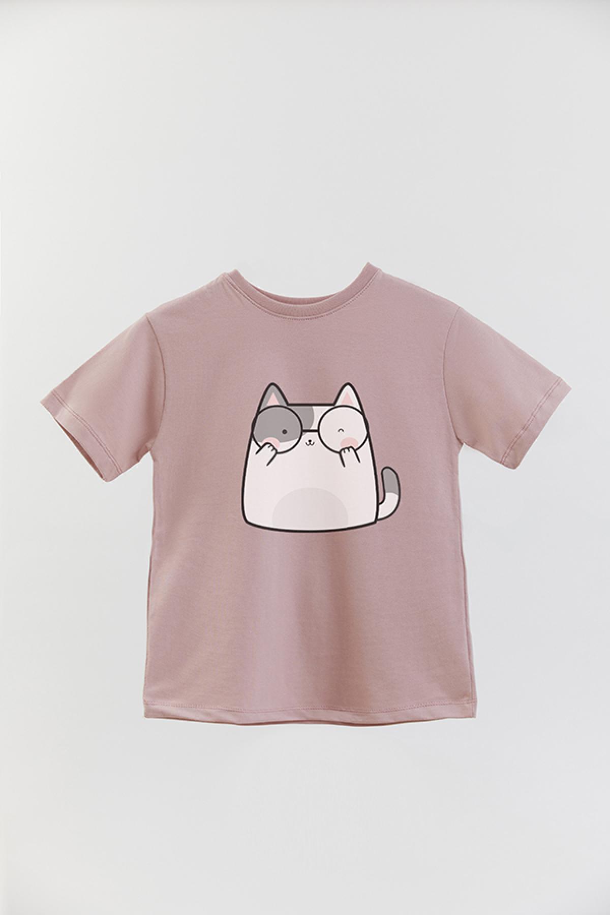 REMERA BASIC GIRL CAT GLASSES