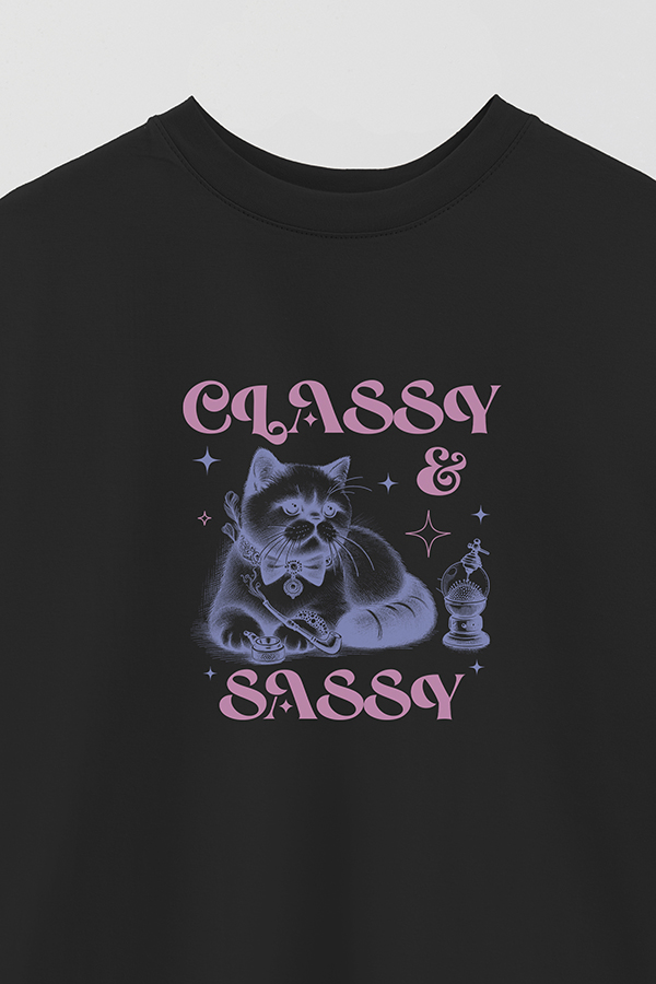 REMERA OVER ESTAMPADA CAT CLASSY