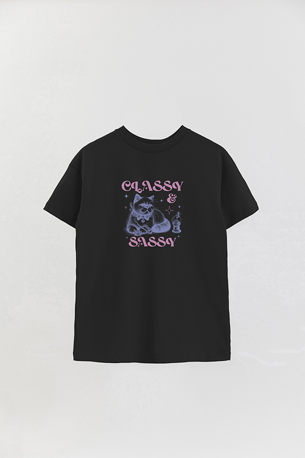 REMERA OVER ESTAMPADA CAT CLASSY