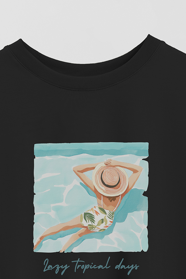REMERA CROP ESTAMPADA COASTAL LAZY TROPICAL DAYS