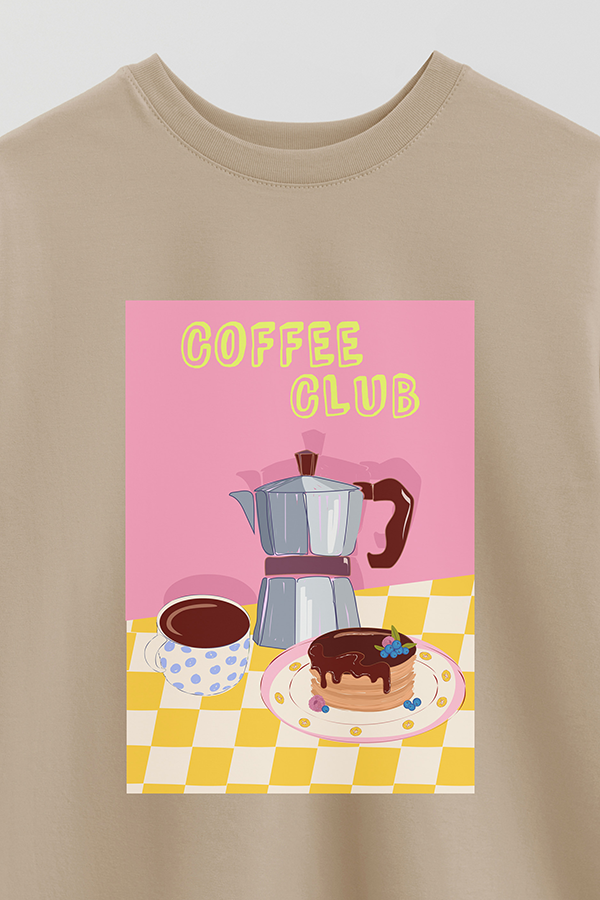 REMERA OVER ESTAMPADA COFFEE CLUB