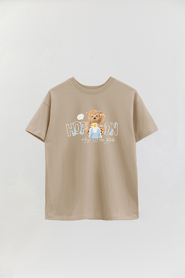 REMERA OVER ESTAMPADA UNISEX TEDDY HOP ON