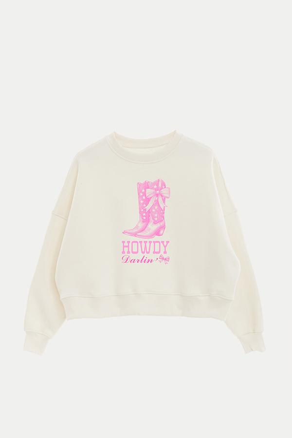 BUZO CROP ESTAMPADO COQUETTE HOWDY