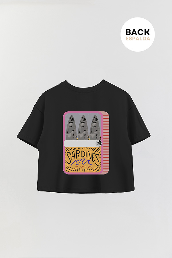 REMERA CROP FB ESTAMPADA SARDINES IN OLIVE OIL
