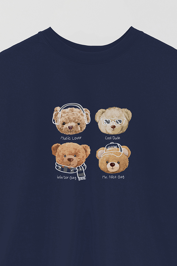REMERA OVER ESTAMPADA UNISEX TEDDY FOUR TEDDIES