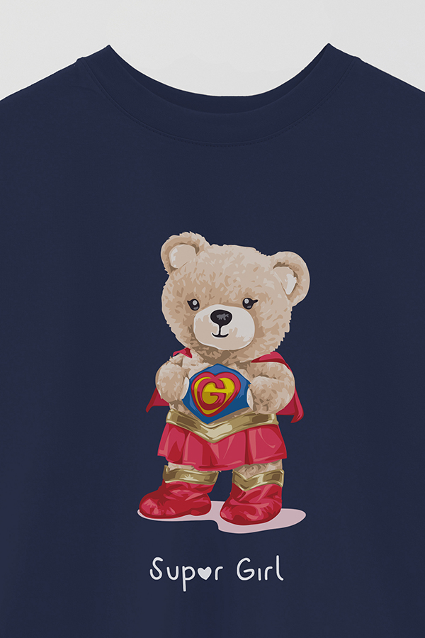 REMERA OVER ESTAMPADA UNISEX TEDDY SUPER GIRL